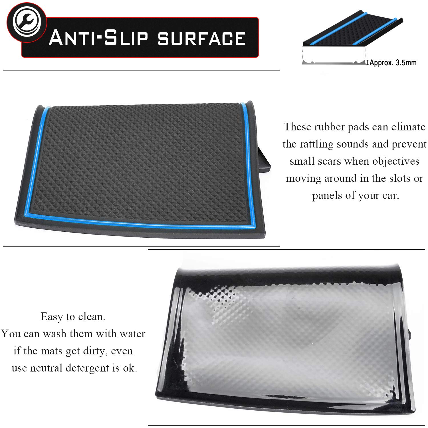 17-Piece Anti-Dust Car Mats Set for Honda Accord 2018-2022 Models - Cup Holder Inserts, Center Console Liner & Door Pocket Liners (Blue) | Premium Interior Protection Accessories for Daily Commuting & Road Trips