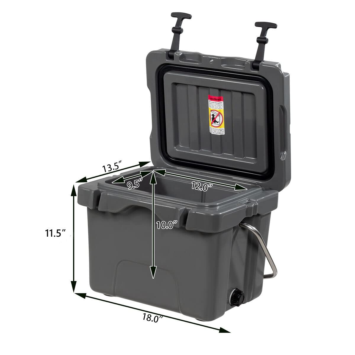 Goplus 16 Quart Cooler - 24-Can Capacity Insulated Ice Chest with 2 Cup Holders, 3-5 Days Ice Retention, Portable Cooler Box for Camping, Fishing, Picnics, Beach Trips & Outdoor Adventures