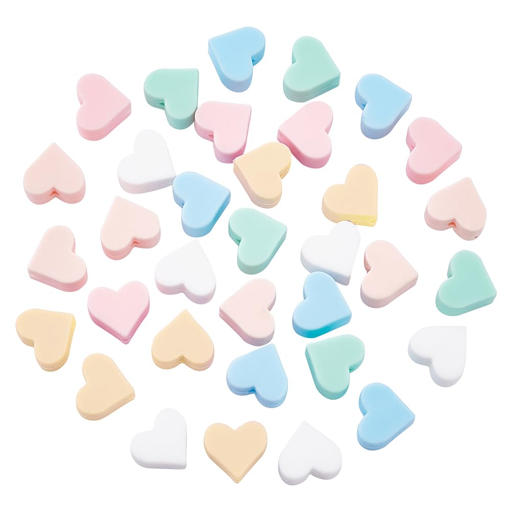 36 Pcs 6 Colors Heart Shaped Silicone Beads for Jewelry Making - Soft Bulk Loose Spacer Beads for DIY Bracelets, Necklaces & Crafts - Perfect for Valentine's Gifts, Friendship Jewelry & Handmade Accessories
