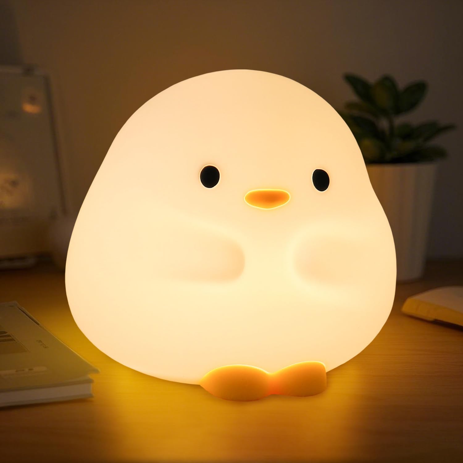 **Cute Duck Night Light for Kids - Rechargeable Silicone LED Bedside Lamp with Dimmable Touch Control & 30-Min Timer - Perfect for Nursery, Bedroom, Living Room, and Gifts**