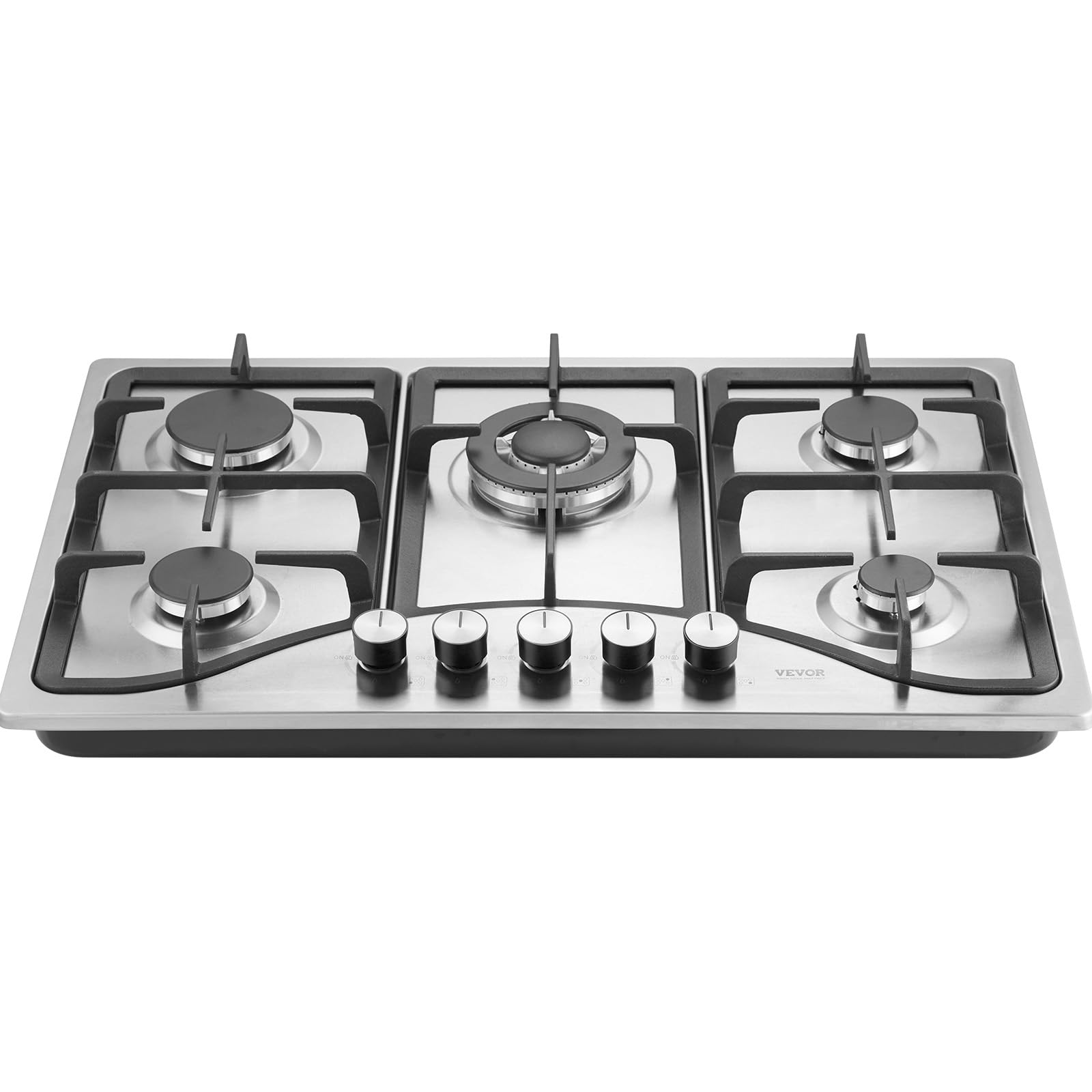 VEVOR 30-inch 5 Burner Built-in Gas Cooktop, 12250BTU NG/LPG Convertible Stainless Steel Gas Stove with Thermocouple Protection - Perfect for Camping, RV, Apartment & Outdoor Cooking