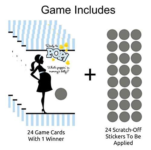 Baby Shower Scratch Off Game Cards - 24 Ready to Pop Tickets for Gender Reveal & Baby Shower Party Activities | Fun Interactive Baby Shower Game Ideas (Blue)