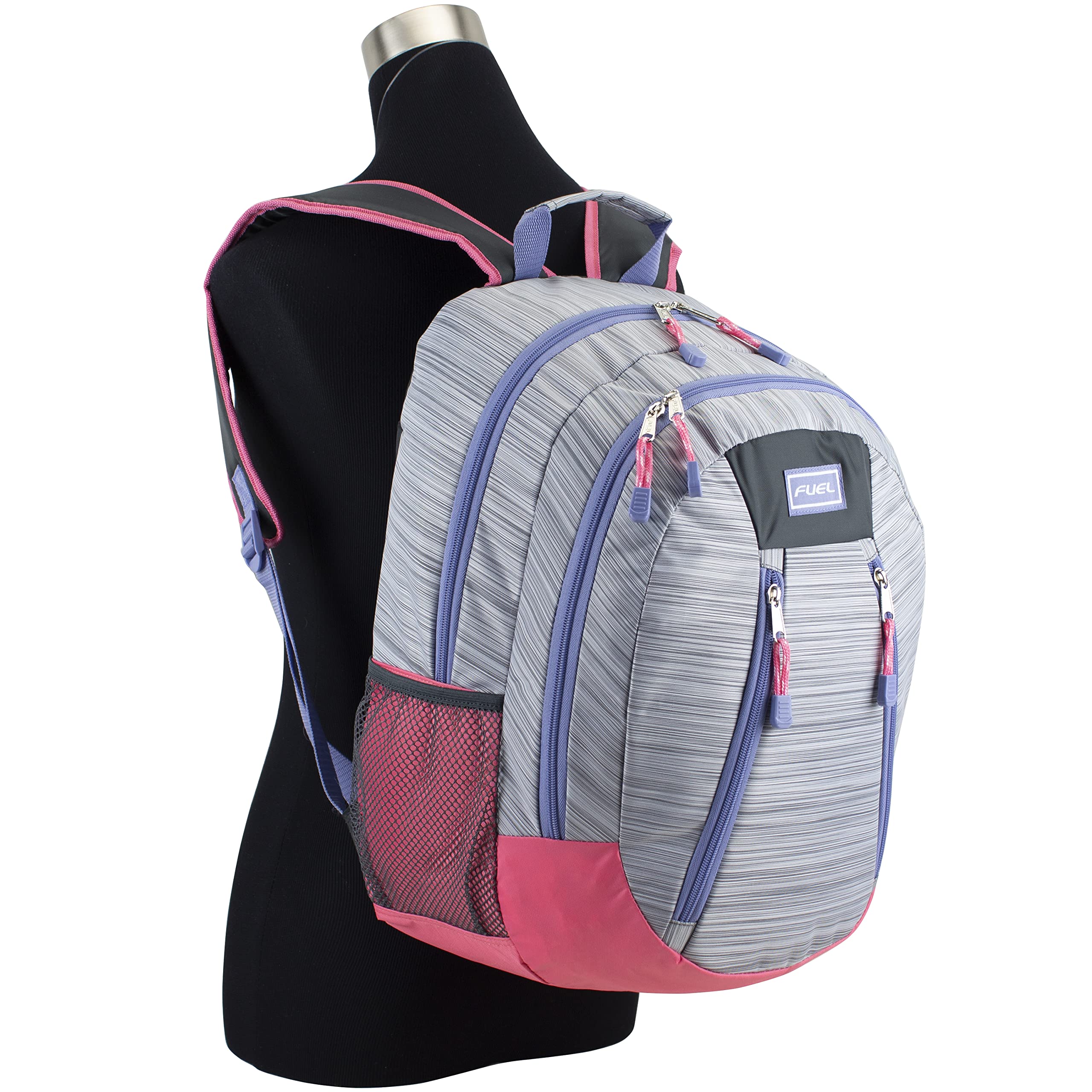 FUEL Sport Multi-Functional Water-Resistant Backpack - Carry On Luggage, Gym Bag & Weekender for Travel, Workout & Daily Use - Grey Delight