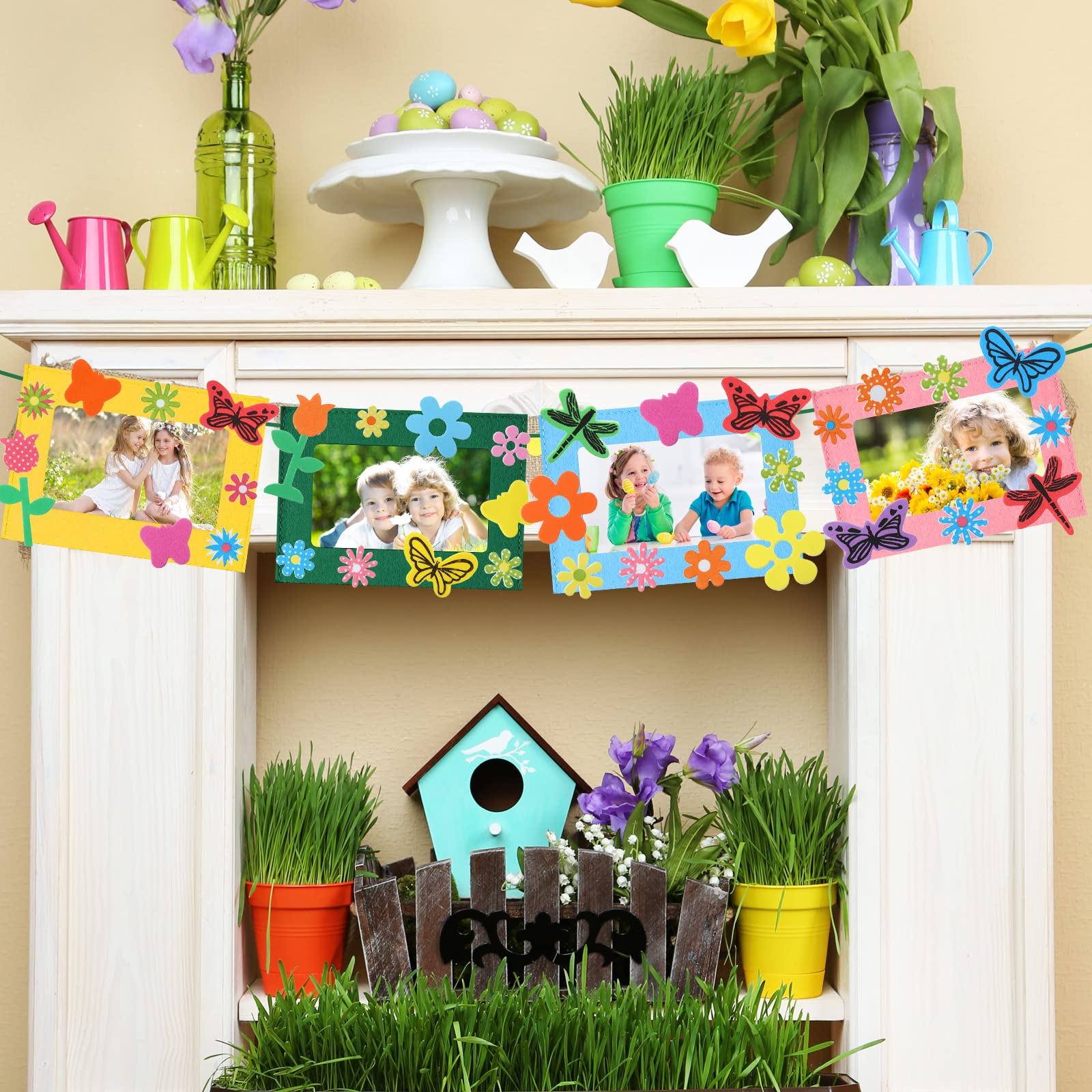 Spring DIY Craft Kit - 232 Pcs Felt Photo Frames & Floral Stickers for Home Decor & Party Favors