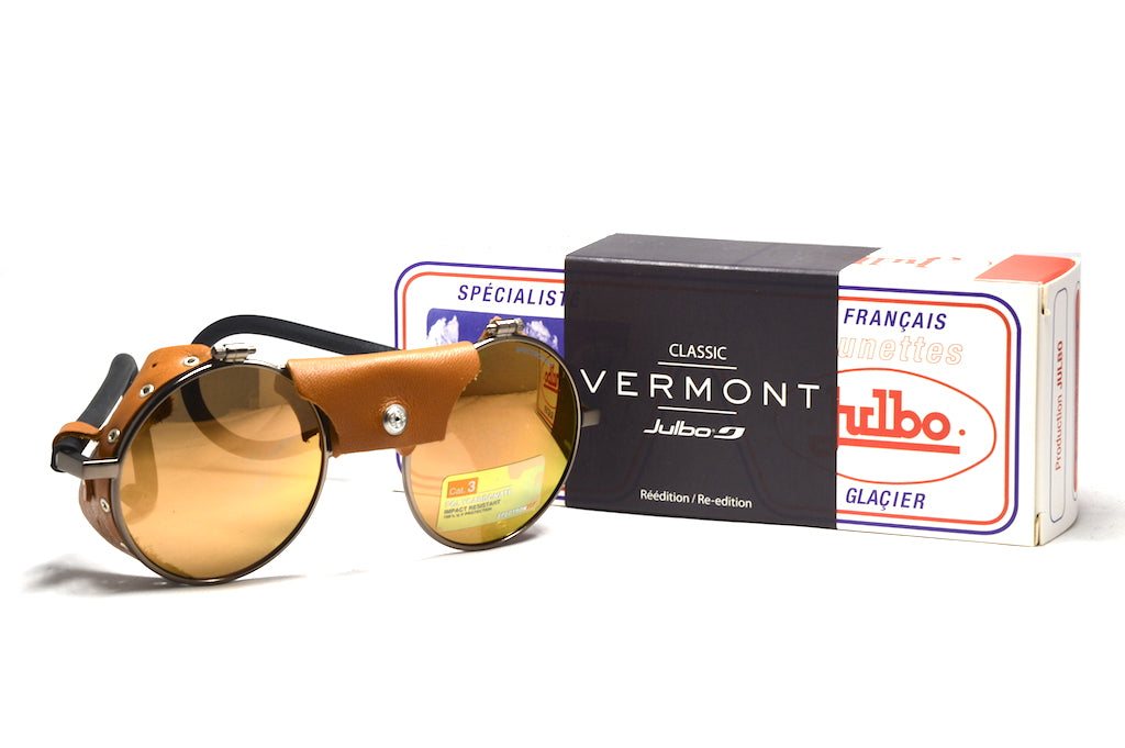Julbo Vermont Classic Brass Fawn Polarized Sunglasses for Men & Women - UV Protection, Vintage Style, Outdoor Activities, Hiking, Driving, Beach
