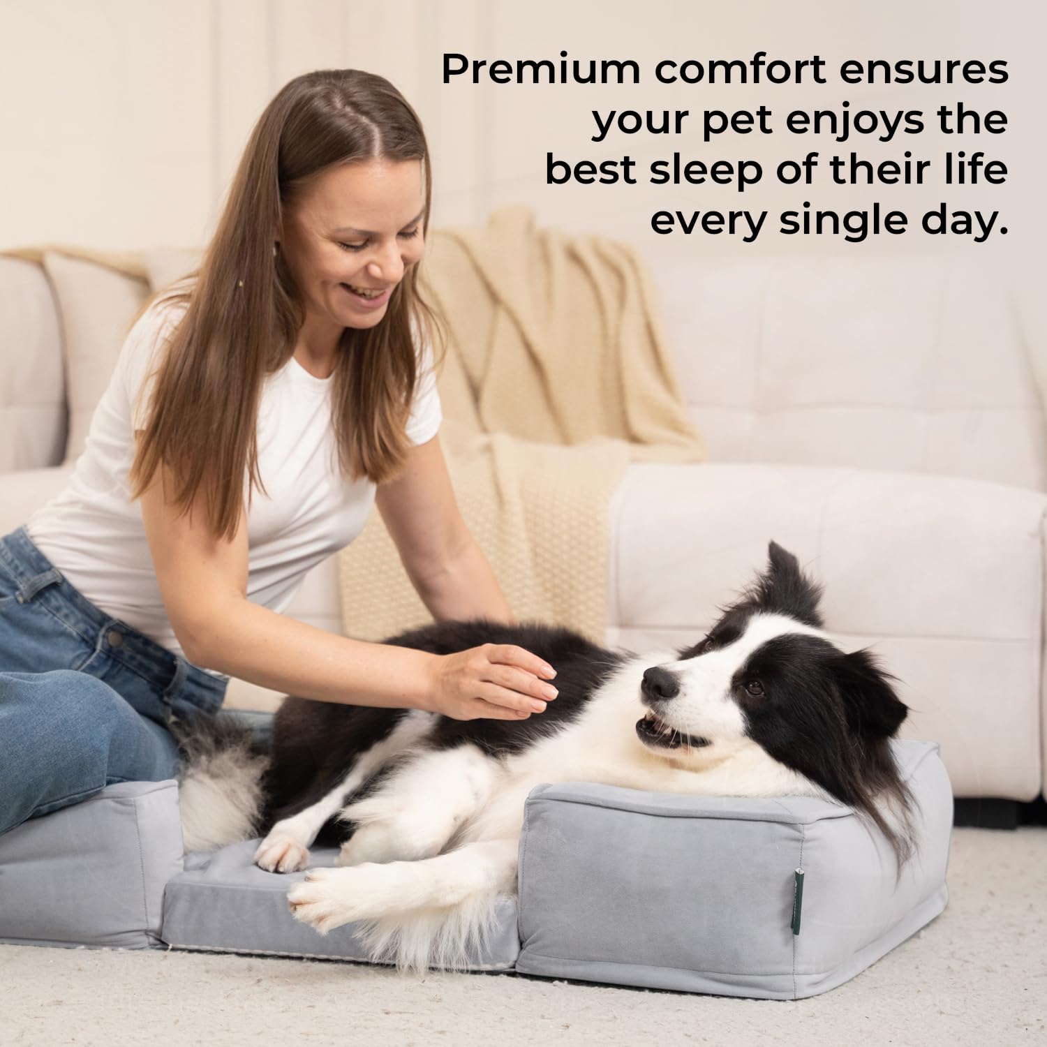 **Orthopedic Dog Bed for Extra Large Dogs - Cooling Pet Sofa with Removable Washable Cover, Supportive Foam & Waterproof Lining - Non-Slip Bottom (44