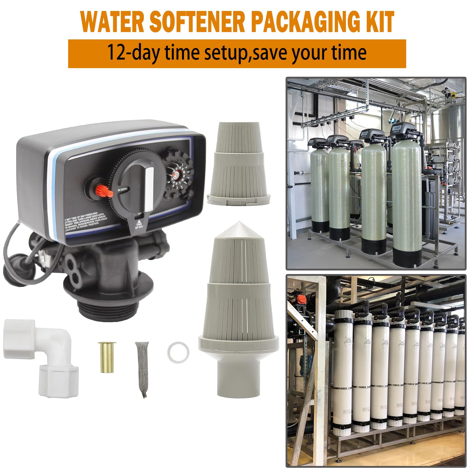DEVALLEY 5600 Water Softener Valve - 12-Day Digital Timer Control Valve for Water Softener Systems | High Performance Metered on Demand Replacement Head & Water Distributor | Perfect for Home Water Treatment & Filtration Systems