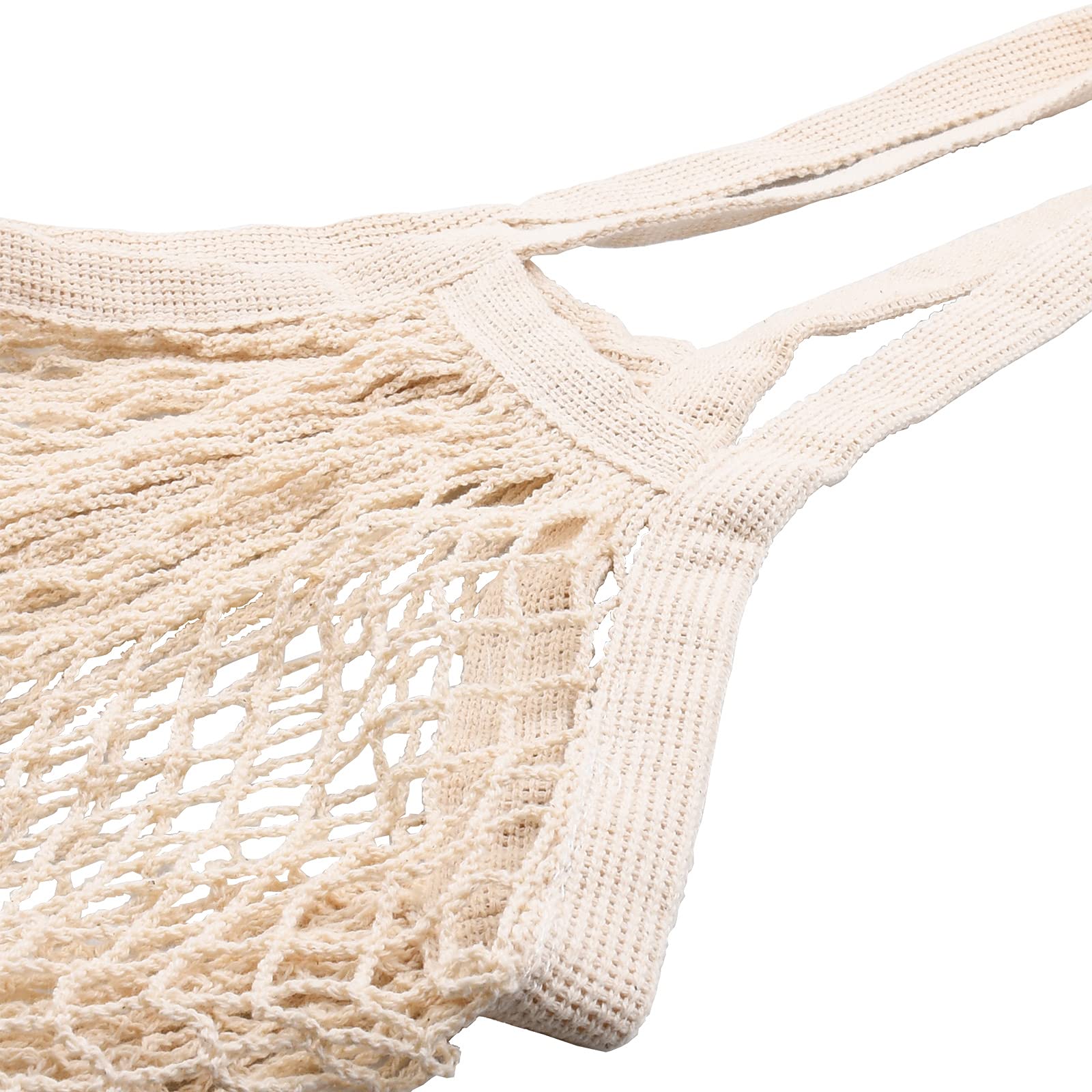 2 Pack Premium Mesh Grocery Bags - Reusable Cotton Produce Bags with Long Handles for Fruits & Vegetables | Washable & Durable Eco-Friendly Shopping Totes | Perfect for Farmers Market, Grocery Store & Zero Waste Lifestyle