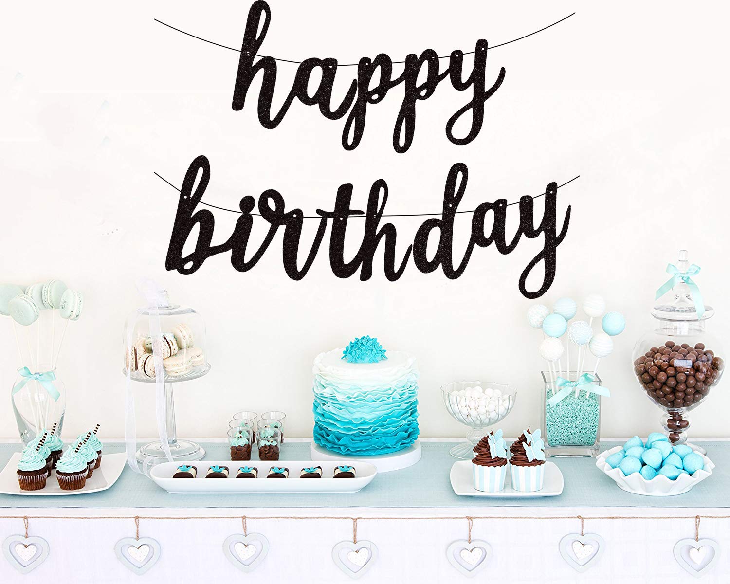 Fecedy Black Happy Birthday Alphabet Banner - Premium Party Decorations for Birthday Celebrations, Baby Showers & Special Events