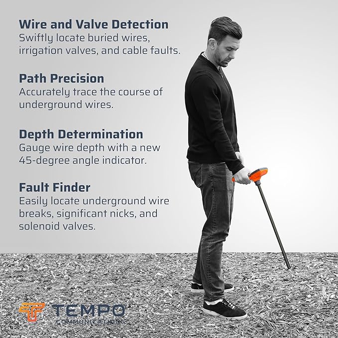 Tempo 521E Enhanced Digital Wire & Valve Locator Kit - Professional Underground Utility Detector for Plumbing, Irrigation & Electrical Work