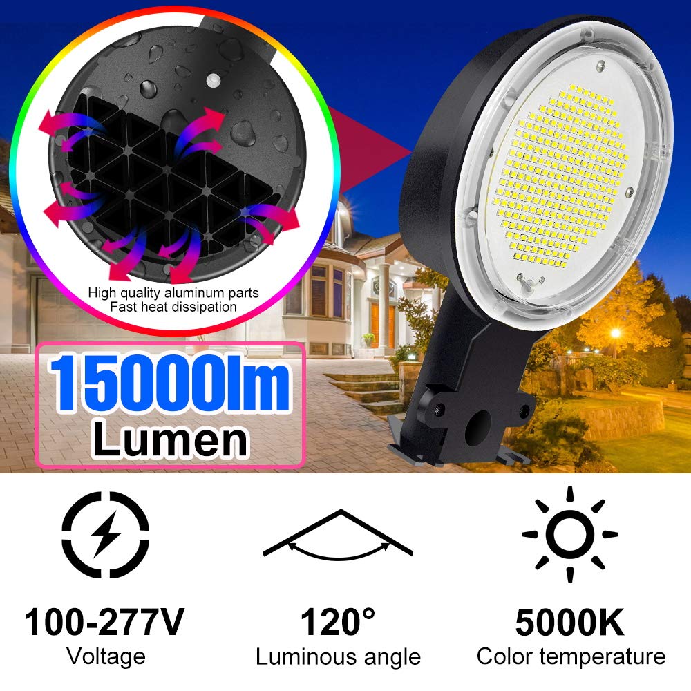 100W LED Barn Light Outdoor - 15000 Lumens Dusk to Dawn Security Floodlight - IP65 Waterproof Yard & Street Light (5000K Daylight) - 100-277V with 5-Year Warranty - Perfect for Driveways, Parking Lots, and Building Exteriors