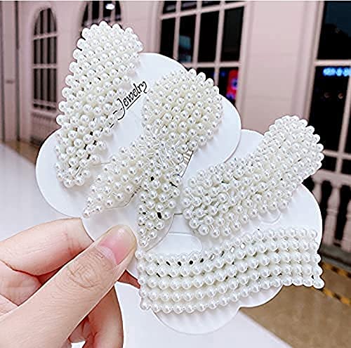 FAMEZA 8-Piece Korean Style Pearl Hair Clips Set - Large Elegant Hair Pins & Barrettes for Women & Girls - Fashion Hair Accessories for Parties, Weddings & Daily Styling