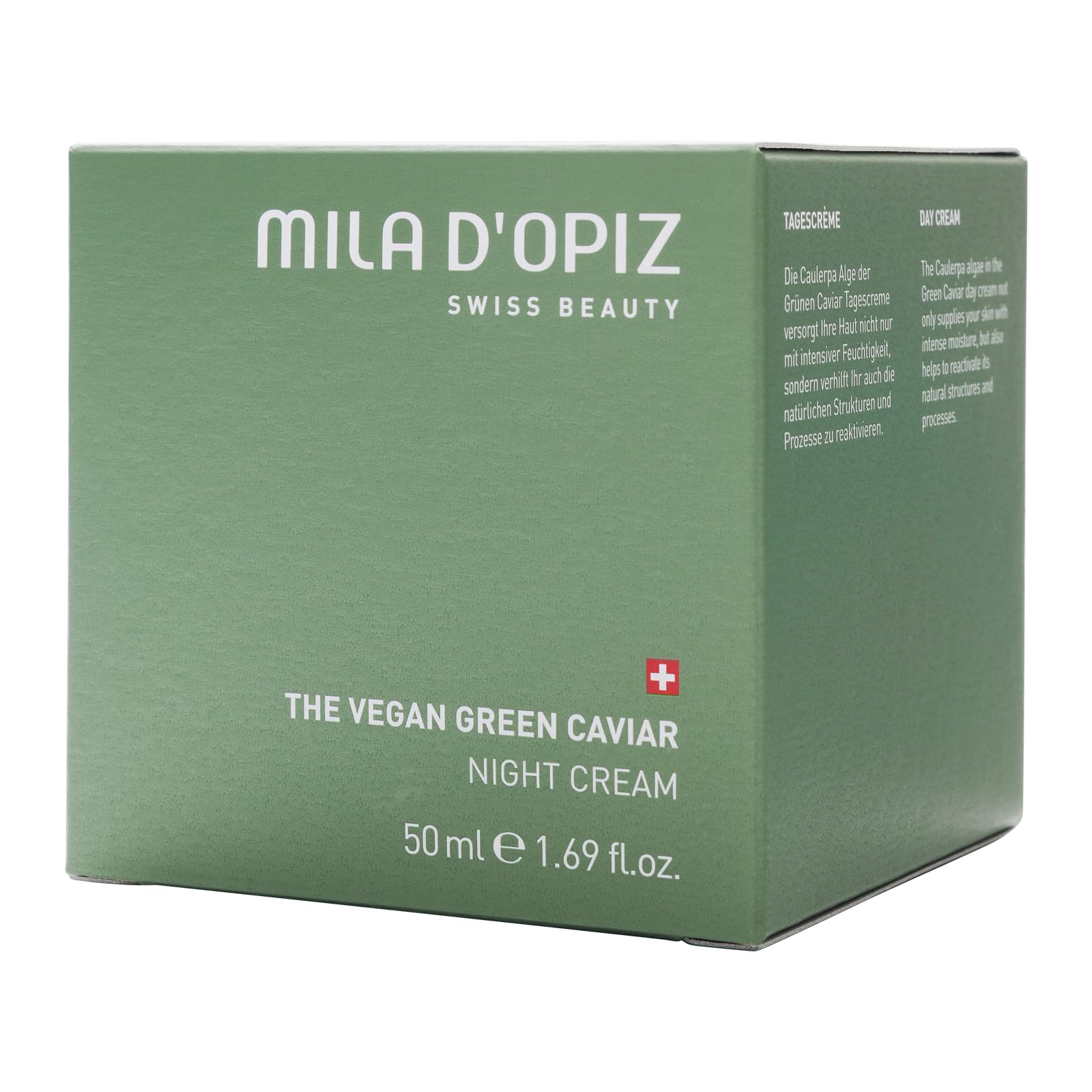 Mila d'Opiz Vegan Green Caviar Night Cream - Organic Aloe Vera Face Moisturizer for Toning, Firming & Anti-Aging - 1.69 oz - Perfect for Nighttime Skincare Routine & Dry Skin Hydration