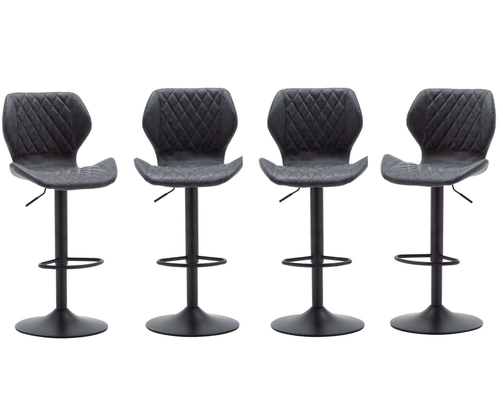 EALSON 4-Piece Adjustable Swivel Bar Stools Set - Modern Counter Height Faux Leather Kitchen Bar Chairs with Back - Perfect for Kitchen Island, Bistro, Pub & Dining Room - Black (Ideal for Entertaining, Casual Dining & Home Decor)