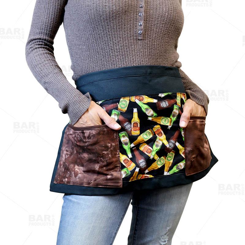 Stylish Beer Pattern Designer Apron with 5 Pockets - Perfect for Home Brewing, BBQ Parties & Kitchen Use