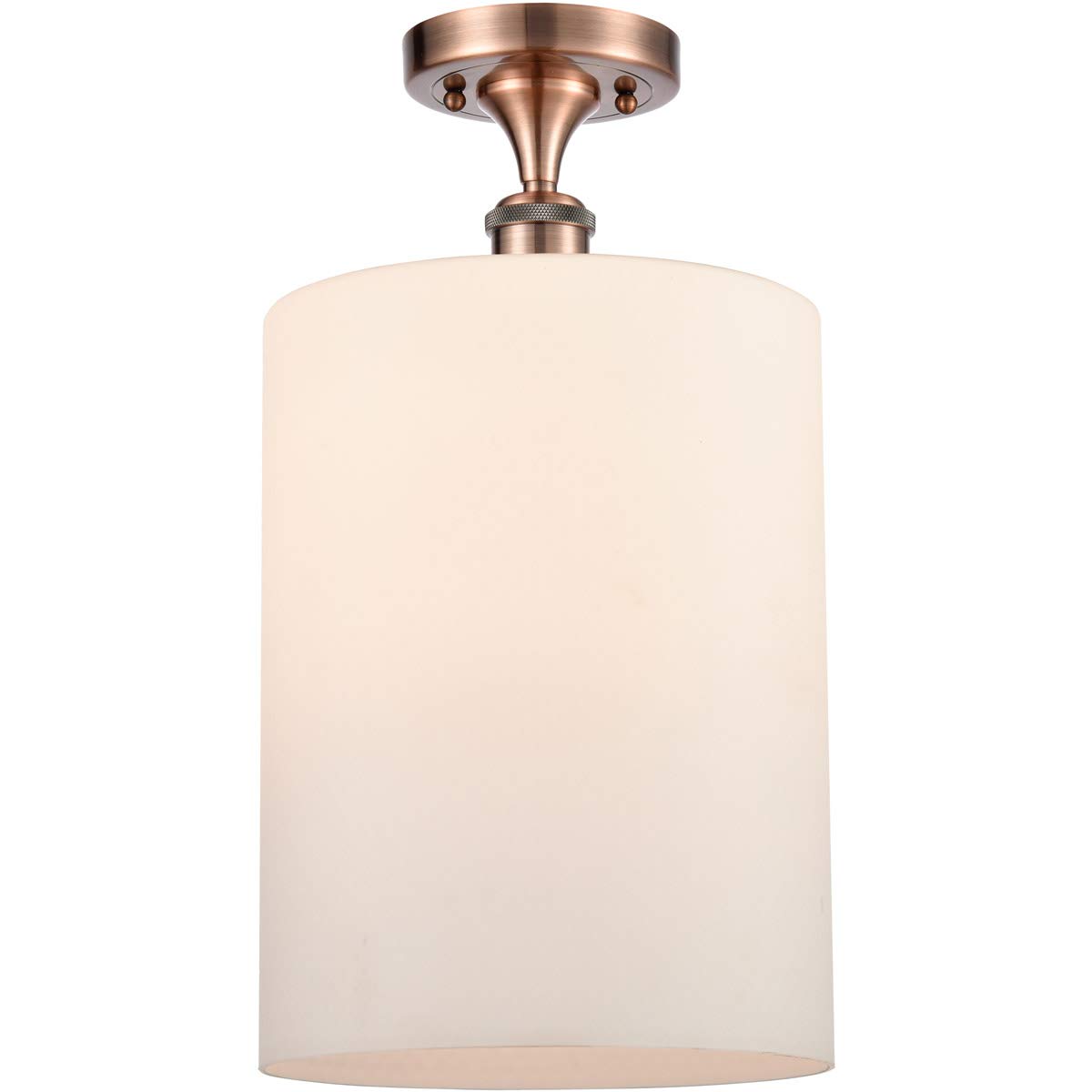 Antique Copper Semi Flush Mount Ceiling Light Fixture - 5 Inch Wide Steel & Cast Brass Medium Base Single Light - Perfect for Bedroom, Living Room, Dining Room & Vintage Home Decor