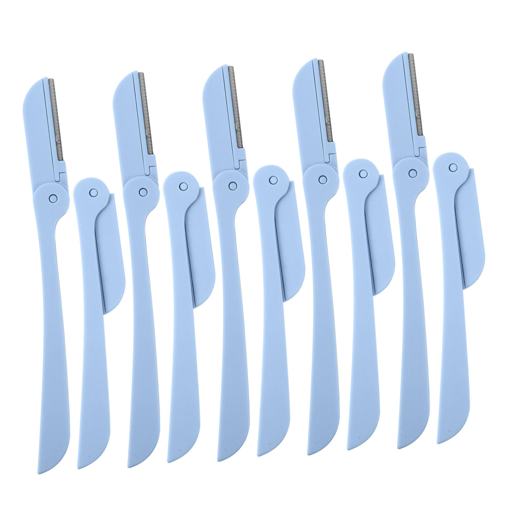 10pcs Foldable Eyebrow Trimmer Set - Portable Facial Hair Razor, Eyebrow Shaper & Tweezer for Women | Precision Grooming Kit for Eyebrow Shaping & Makeup | Travel-Friendly & Easy to Use at Home or Salon (Blue)