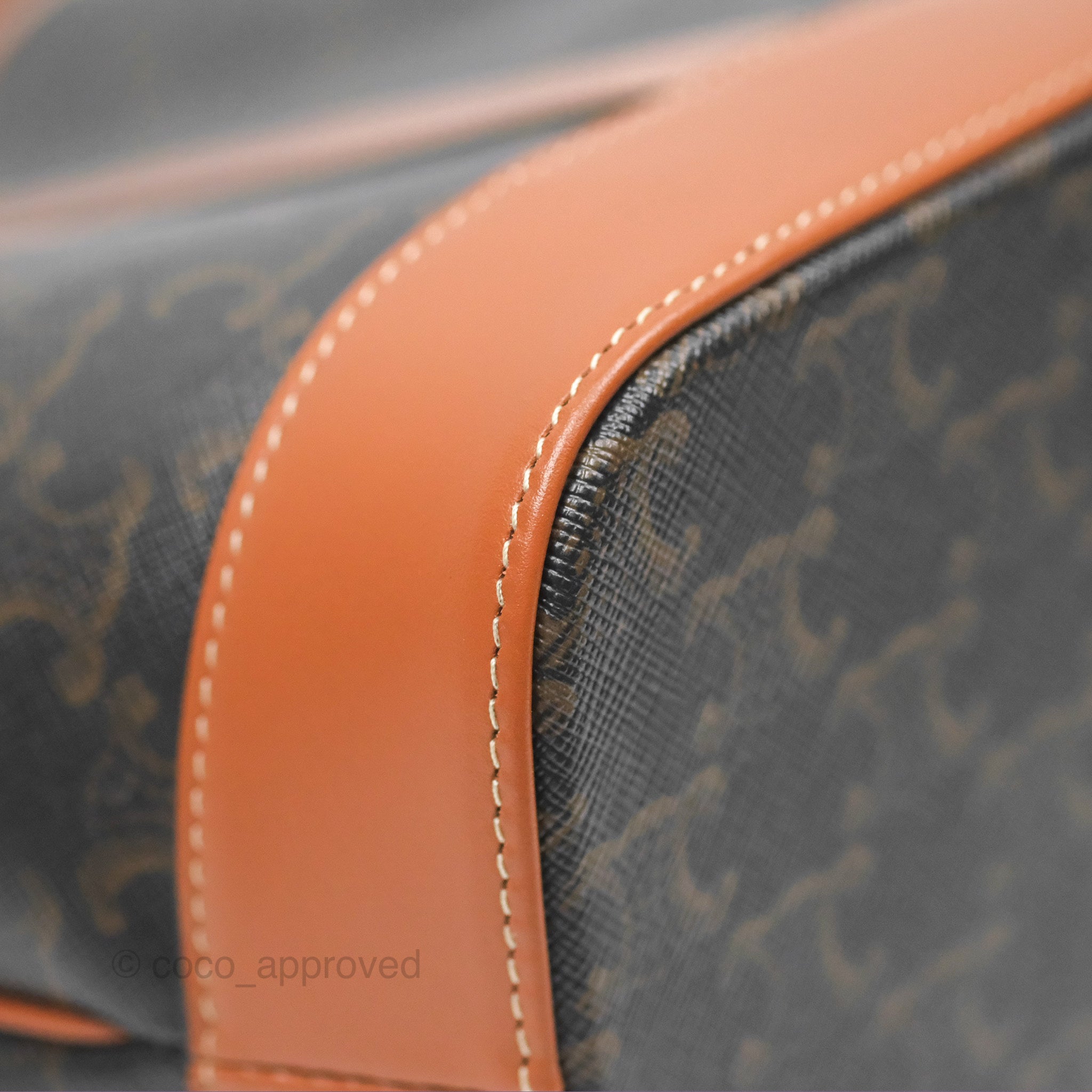 Celine Small Bucket Bag in Triomphe Canvas & Tan Calfskin Leather - Perfect for Everyday Use, Work & Travel