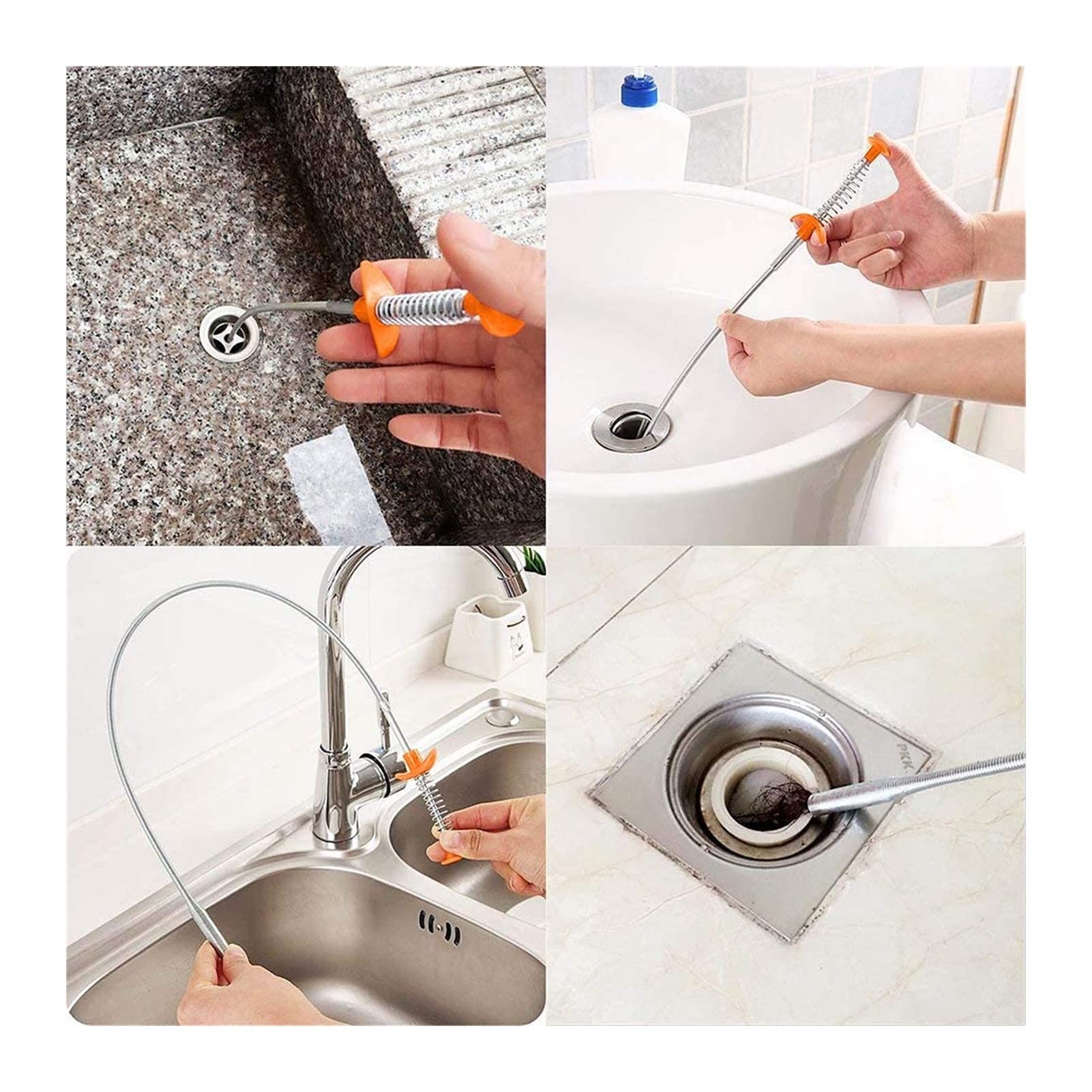 60-250cm Spring Pipe Drain Cleaner Tool - Heavy Duty Sewer Snake for Kitchen Sink, Bathroom & Shower Drain Unclogging (23-98 inches) - Perfect for Home Plumbing Maintenance and Emergency Pipe Cleaning