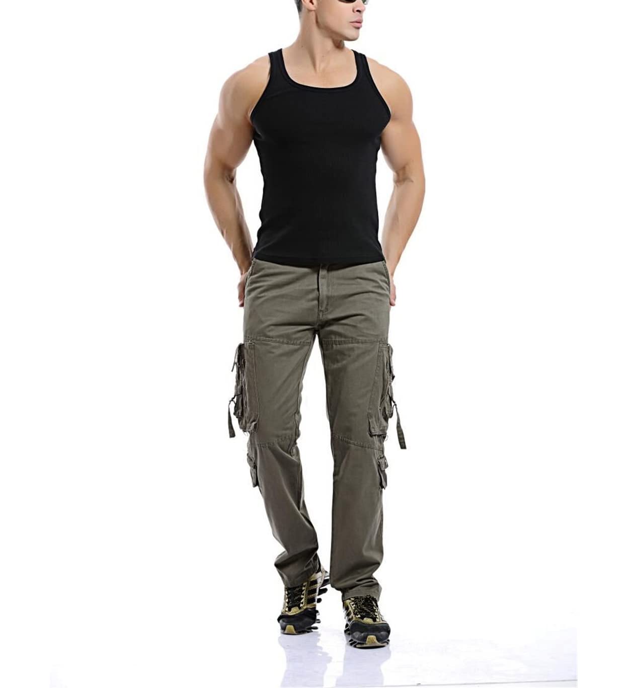 **Men's Military Tactical Cargo Pants - Multi-Pocket Loose Fit Cotton Overalls for Outdoor Hiking, Camping & Work**