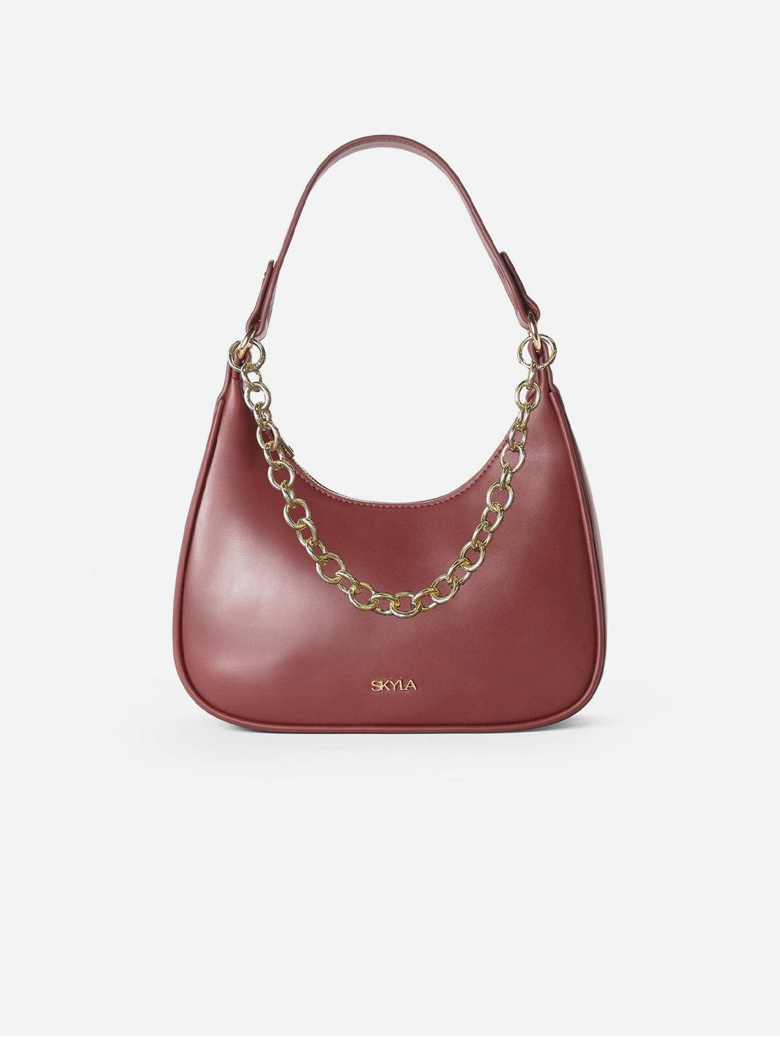 Charlie Vegan Leather Shoulder Bag for Women | Crossbody Purse Handbag | Auburn Brown | Fashionable & Durable | Perfect for Work, Travel & Everyday Use