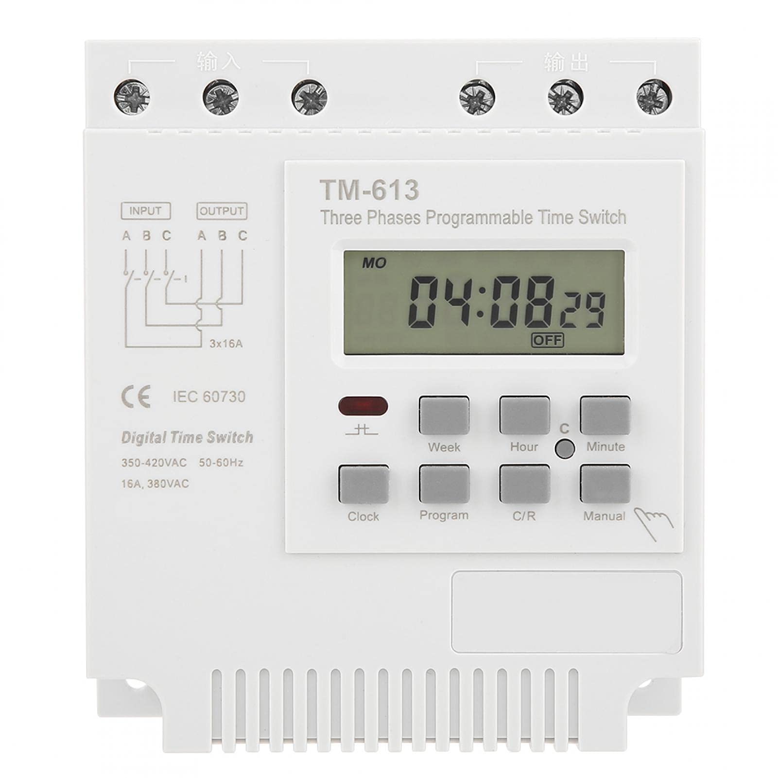 BORDSTRACT TM-163 Programmable Timer Relay - 3 Phase 380V Smart Digital Weekly Power Control Switch for Industrial Automation & HVAC Systems