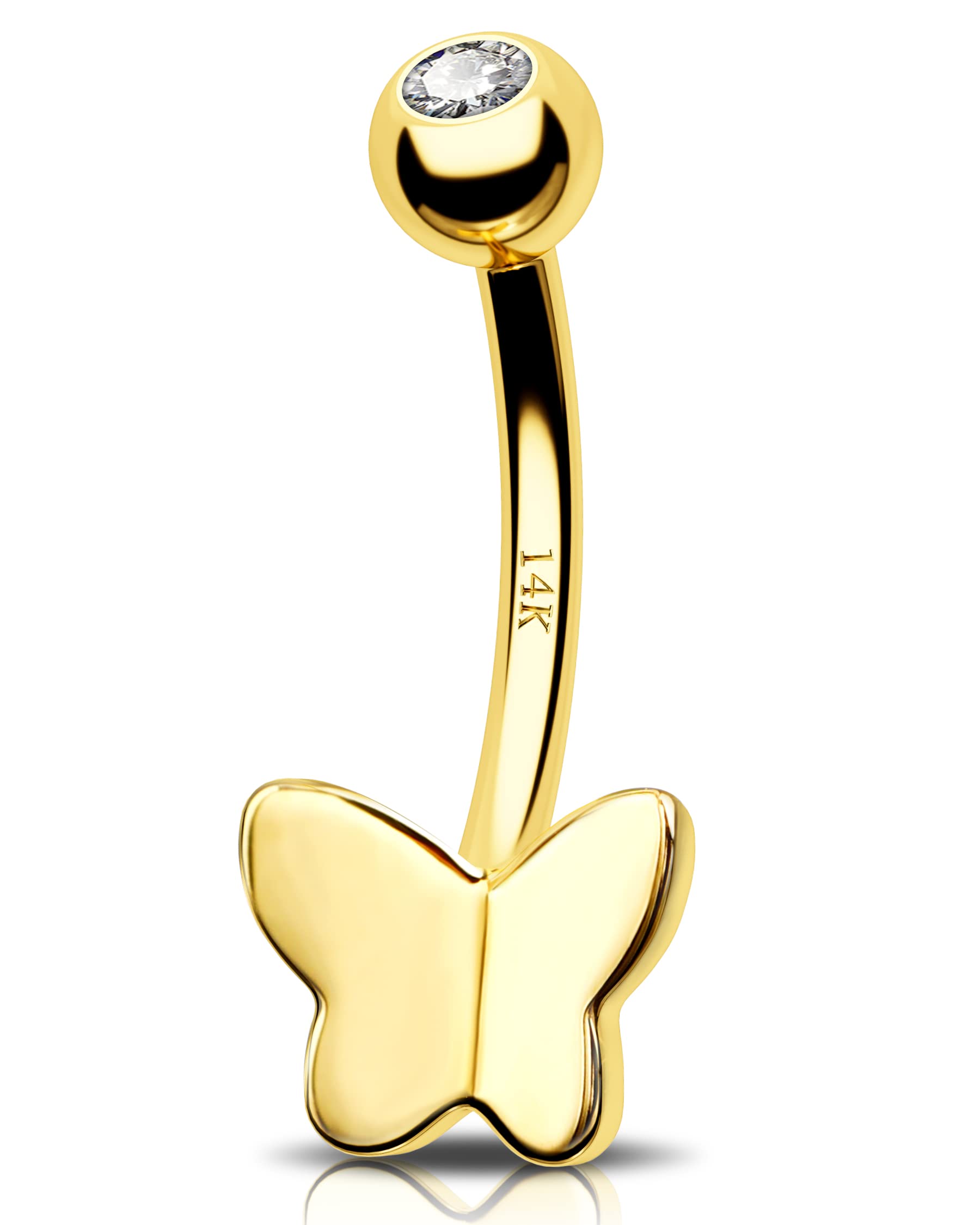 14K Gold Belly Button Rings for Women - Butterfly Navel Piercing Jewelry | Hypoallergenic Belly Rings for Body Piercing | Perfect for Everyday Wear, Beach Outfits & Special Occasions
