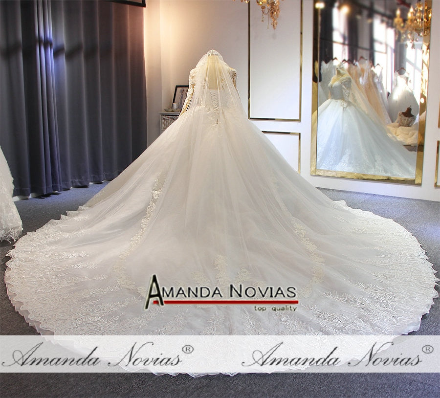 Elegant Long Ball Gown Wedding Dress with Luxury Train - Perfect for Evening Galas, Formal Events & Fairy Tale Bridal Looks