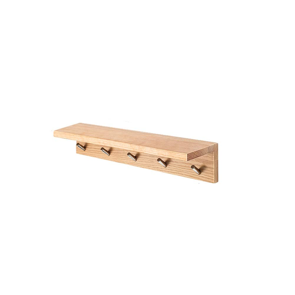 Rustic Solid Wood Floating Shelves with Hooks - Wall Mounted Coat Rack & Entryway Organizer for Closet, Kitchen, Living Room - Durable Storage Shelf (500mm) - Perfect for Small Spaces, Home Decor & Entryway Organization