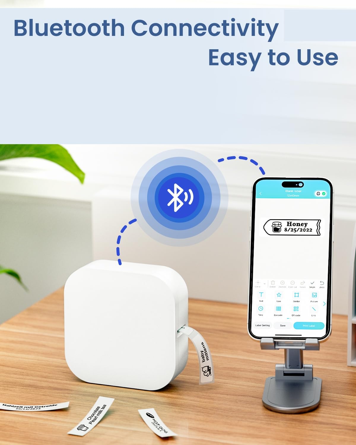 COLORWING Q30 Portable Bluetooth Thermal Label Printer with Tape - Dual Power (USB & Batteries) for Home Organization, Office Labeling & School Projects - White | Perfect for Shipping Labels, Pantry Organization & Craft Projects
