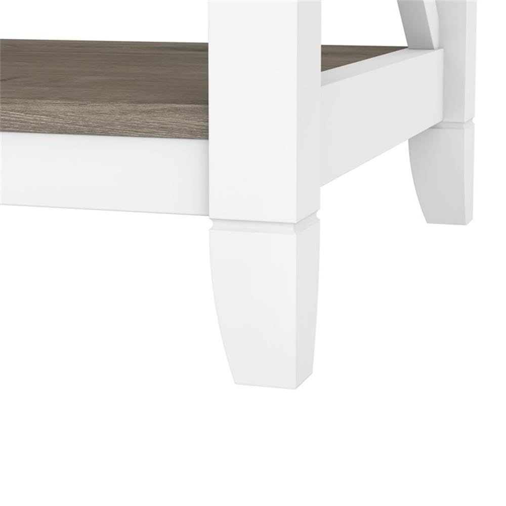 BOWERY HILL 5-Shelf Coastal Wood Tall Bookcase - Shiplap Gray & White - Perfect for Beach House, Farmhouse & Living Room Storage