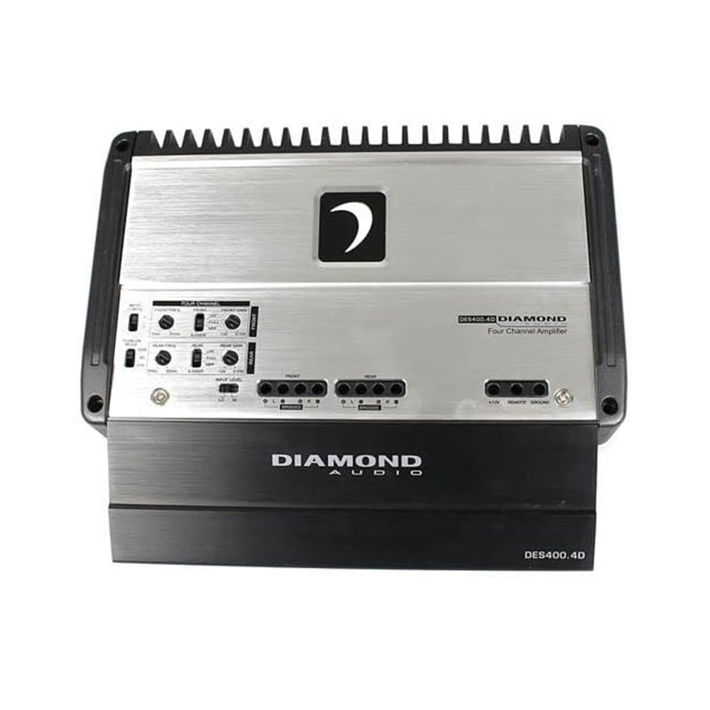 Diamond Audio DES400.4D 400W RMS 4-Channel Class D Car Amplifier - High Power Full Range Audio for Cars, Trucks & SUVs - Perfect for Upgrading Your Vehicle Sound System