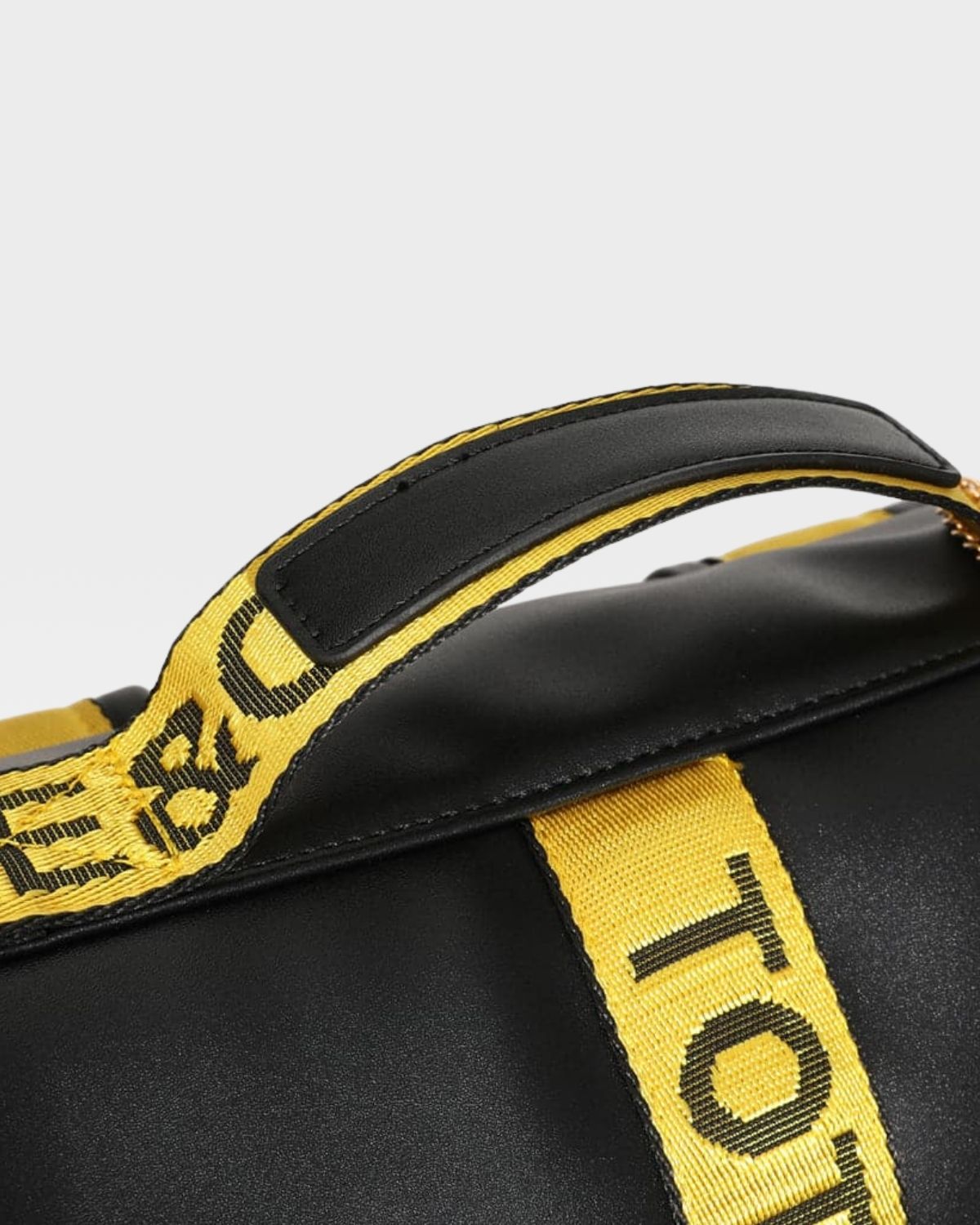 Black & Yellow Caution Tape Backpack & Roller Duffle Set - Heavy Duty Travel Luggage for Work, Gym, and Outdoor Adventures