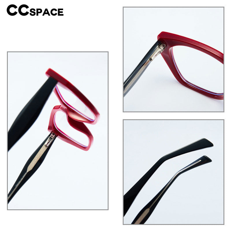 CCspace Unisex Full Rim Square Acetate Eyeglasses 56455 - Lightweight & Durable Frame for Men & Women - Perfect for Reading, Work, and Everyday Use
