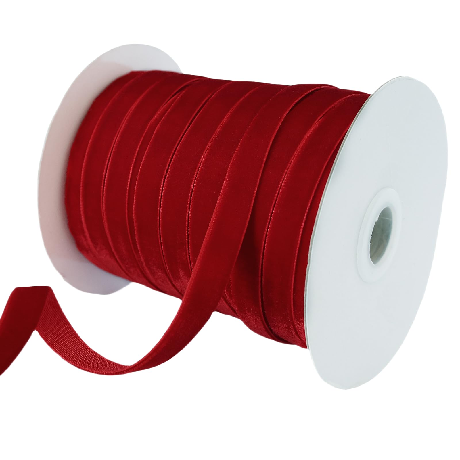 50 Yards Vintage Red Velvet Ribbon 3/8 Inch - Premium Gift Wrapping Supplies for Christmas, Wedding, Home Decor & DIY Crafts | Perfect for Holiday Decorations, Party Favors & Scrapbooking Projects