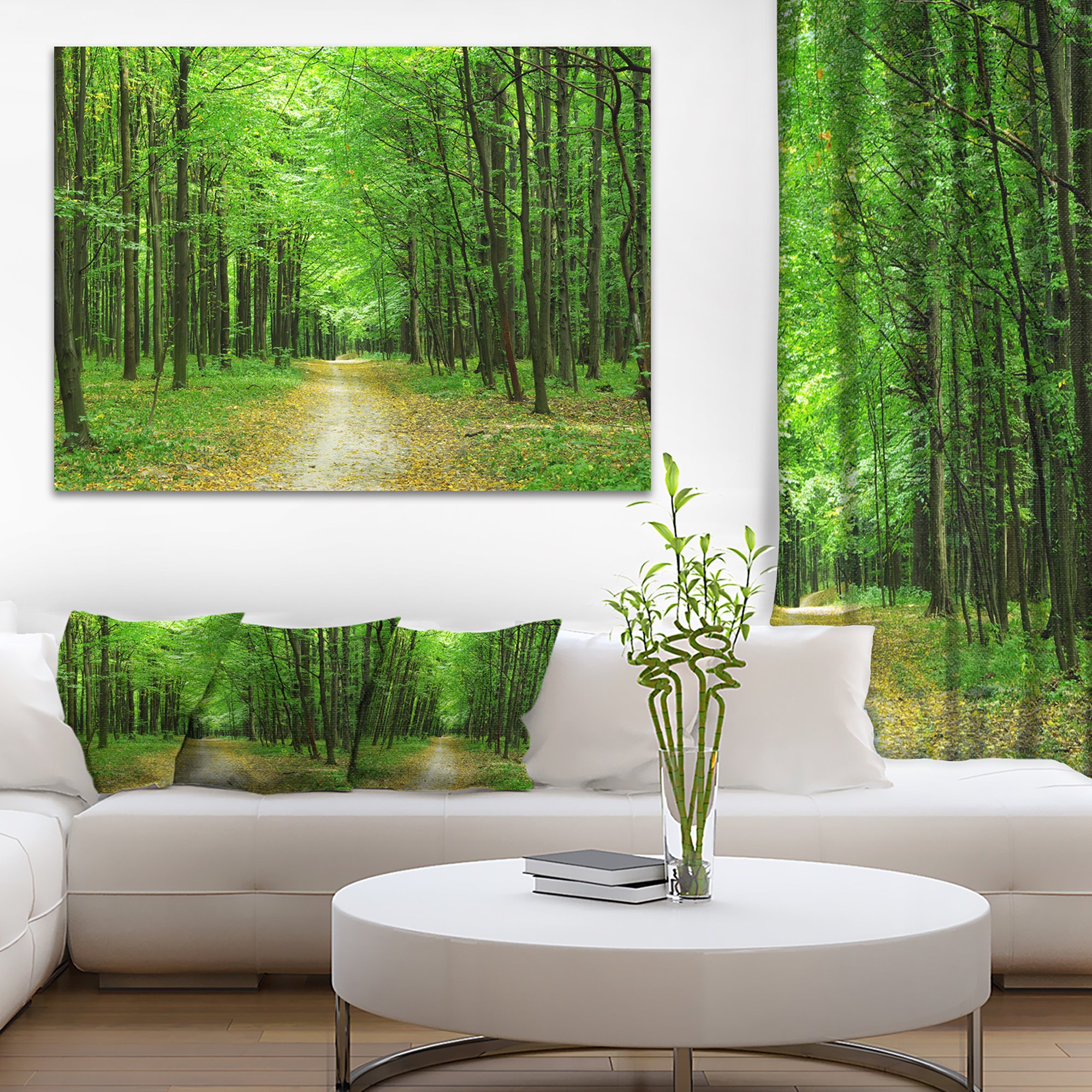 Green Forest Pathway Landscape Photography Canvas Print - Nature Wall Art for Living Room, Bedroom & Office Decor