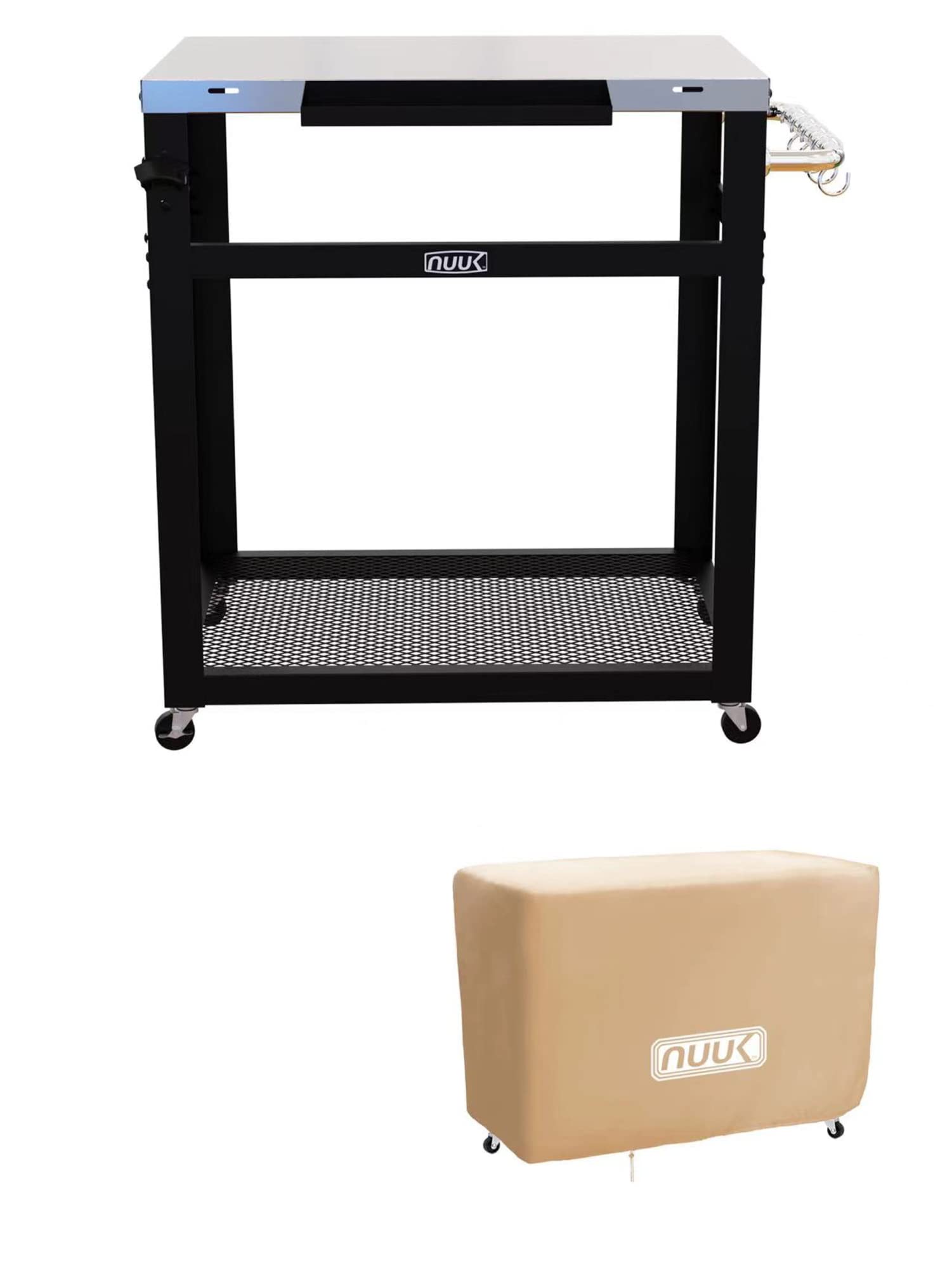NUUK Double-Shelf Rolling Outdoor Dining Cart Table - 20