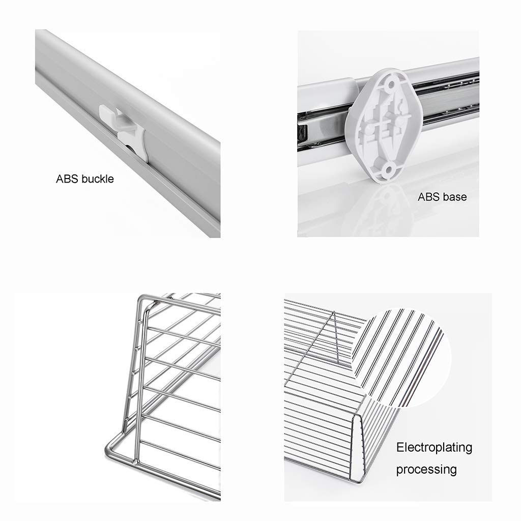Expandable Pull Out Storage Wire Basket - Adjustable Wardrobe Organizer & Telescopic Coat Drawer for Kitchen, Closet (41.4×45.6×27.2cm) - Perfect for Pantry, Cabinet & Bedroom Storage Solutions
