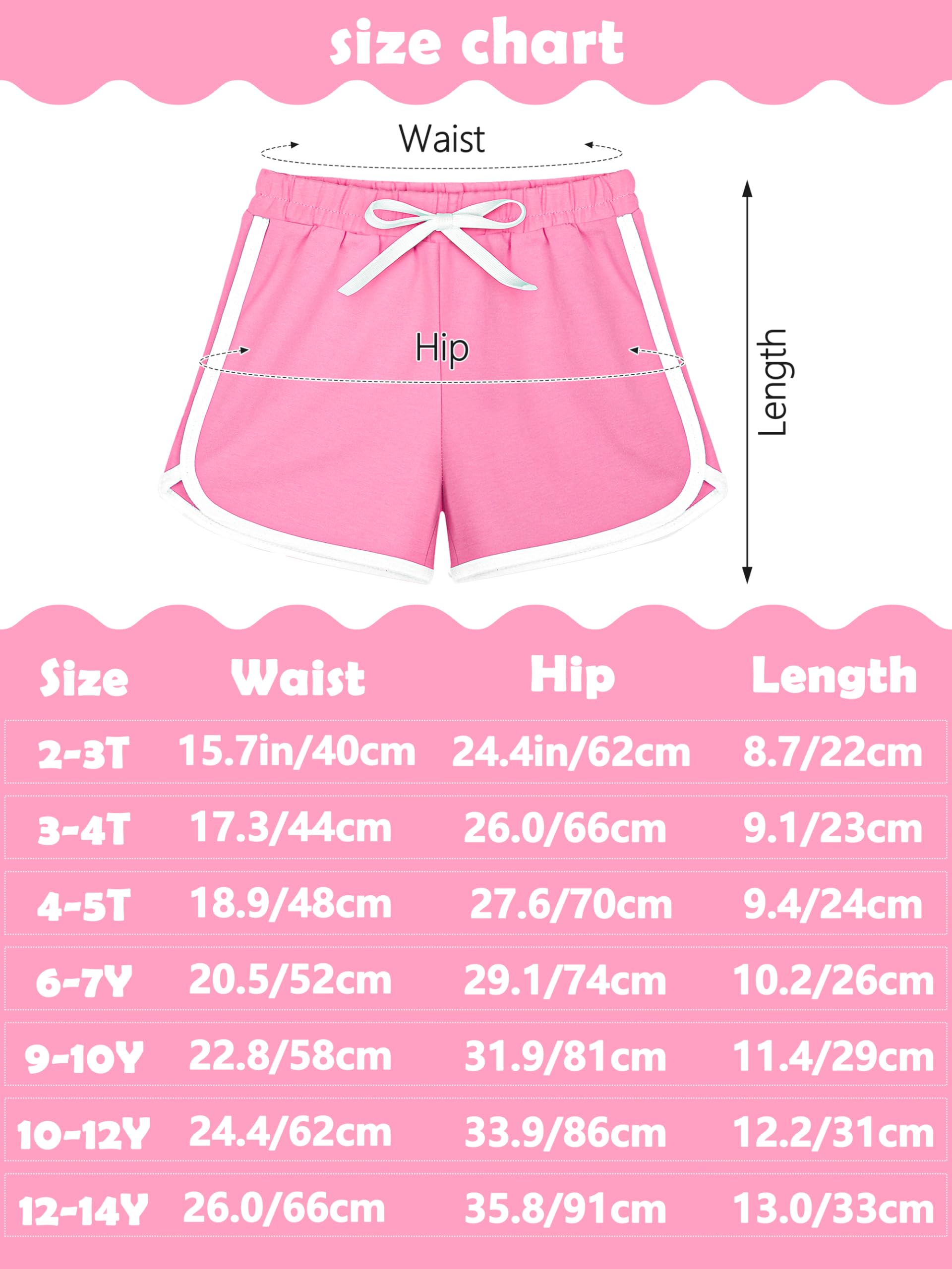 Resinta 5-Pack Girls' Cotton Athletic Shorts - Breathable Active Running Shorts for Toddlers, Summer Yoga Shorts with Dolphin Print - Perfect for Playtime, Sports & Outdoor Activities