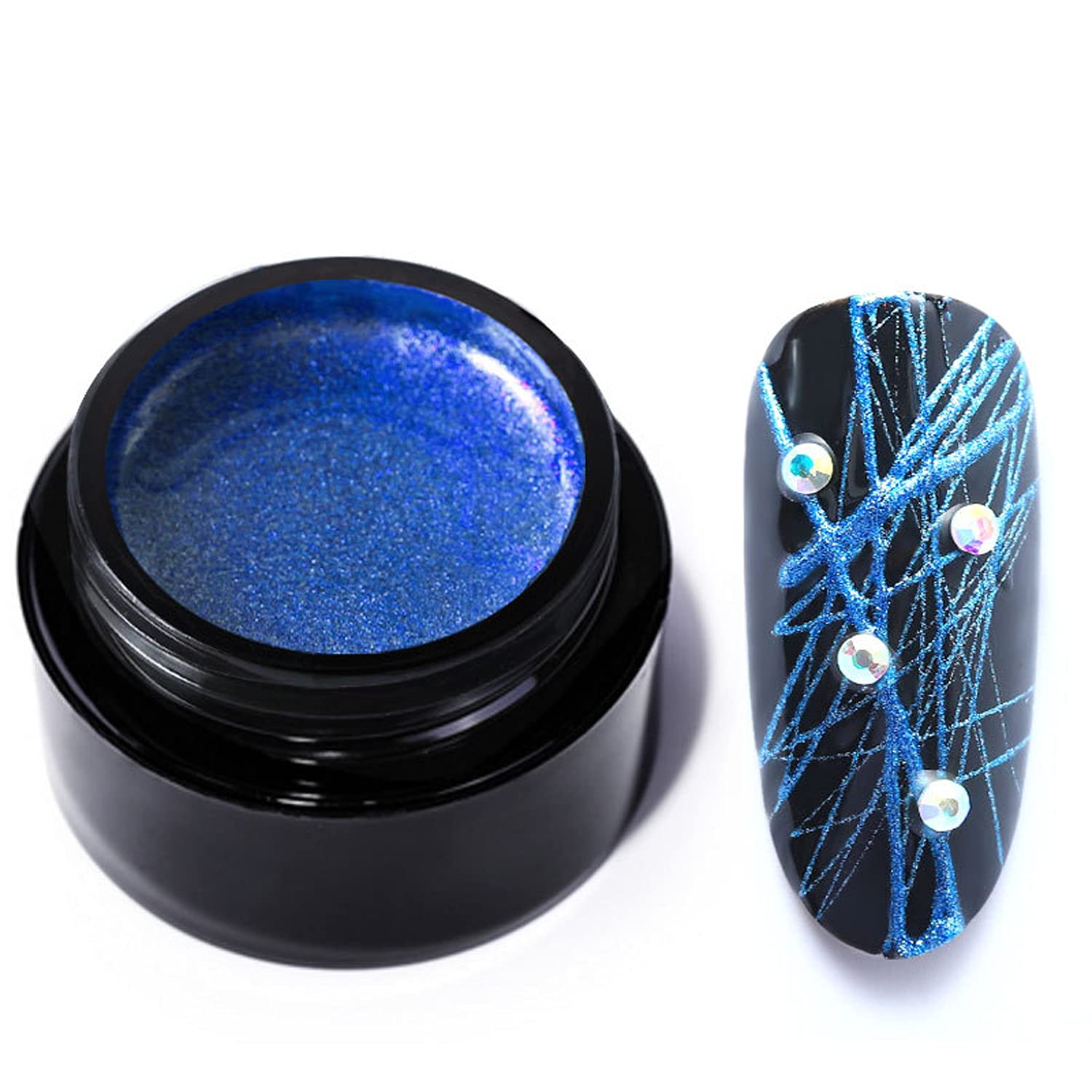 6 Colors Spider Gel Nail Polish Set - 3D Wire Line Drawing Art Kit with Metallic Blue & Gold Shades | DIY Nail Art Design for Salon, Home Manicure & Professional Nail Decoration