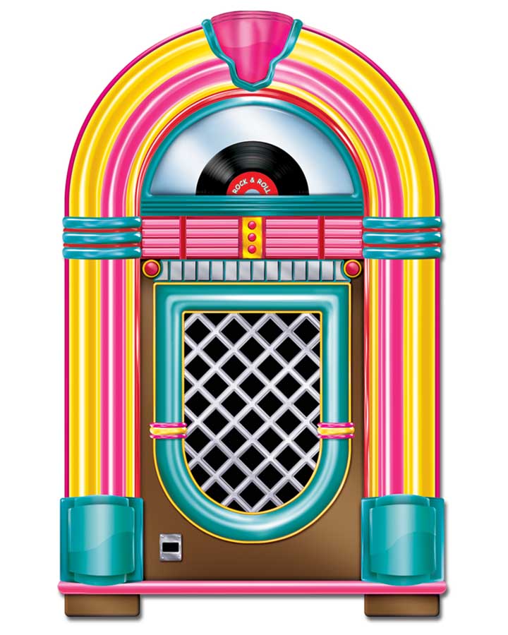 Vintage 50s Jukebox Cutout - Retro Music Decor for Home Bar, Man Cave, or Diner Themed Party Decorations