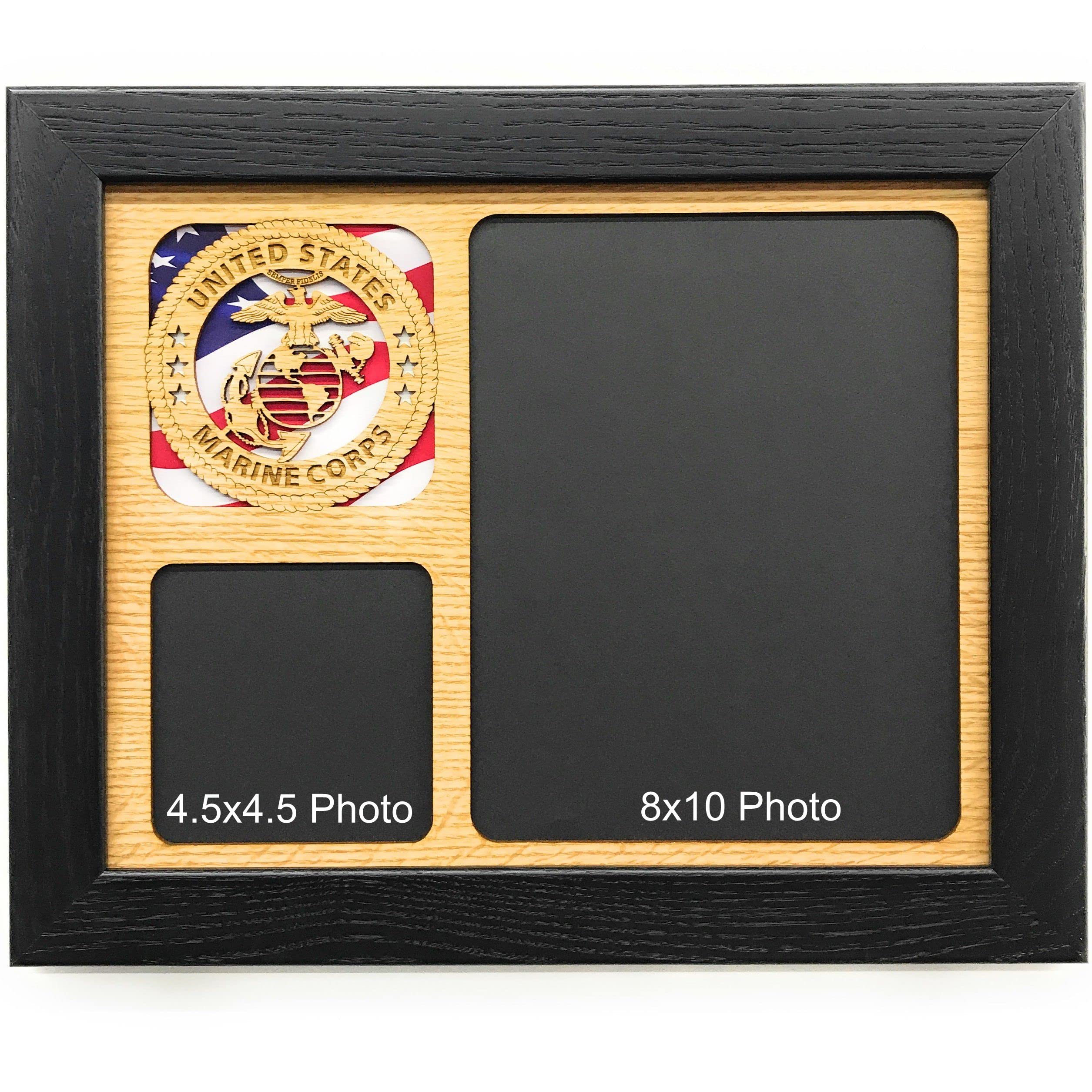 US Marine Corps Picture Frame 11x14 - Black Wooden Display for Military Photos, Awards & Memorabilia - Perfect for Home, Office or Gift Giving
