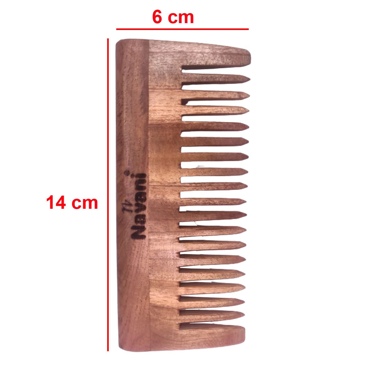 Navani Neem Wooden Shampoo Detangler Comb - Oil-Treated for Hair Straightening, Reduces Hair Fall & Controls Dandruff & Frizz - Natural Kanghi Comb for Men & Women (1 Pack) - Perfect for Daily Hair Care & Scalp Massage