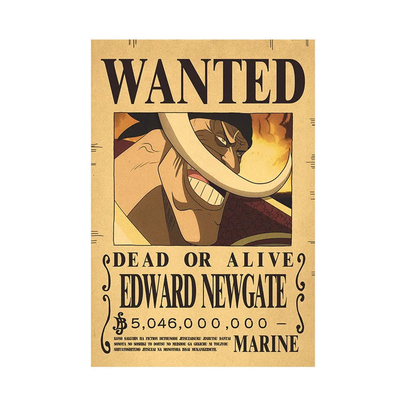 One Piece Bounty Wanted Sticker Posters - Anime Wall Decor for Bedroom, Office & Game Room - Perfect for Fans & Collectors