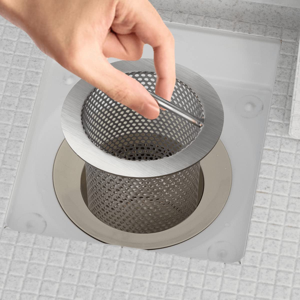 4 Inch Commercial Floor Drain Strainer - 6 Inch High, Heavy Duty Stainless Steel with Fine Polish - Ideal for Restaurant, Garage, Basement & Shower Drainage