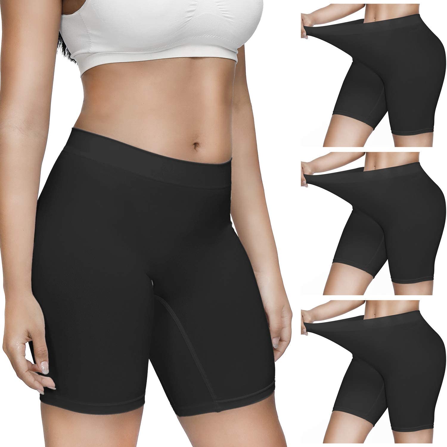 SIMIYA Women's Seamless Stretch Yoga Shorts - Comfortable Bike Shorts for Under Dresses, Workout & Lounge Wear - Perfect for Yoga, Cycling, and Everyday Comfort