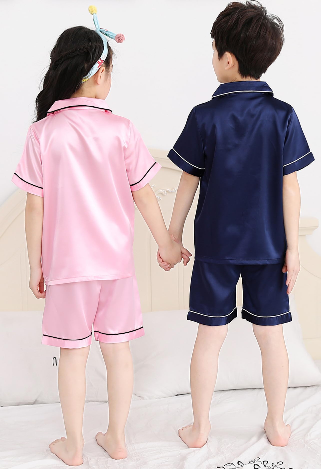 Kids Silk Pajamas Set - Long Sleeve Button-Down Sleepwear for Girls & Boys | Cozy Bedtime & Lounge Wear