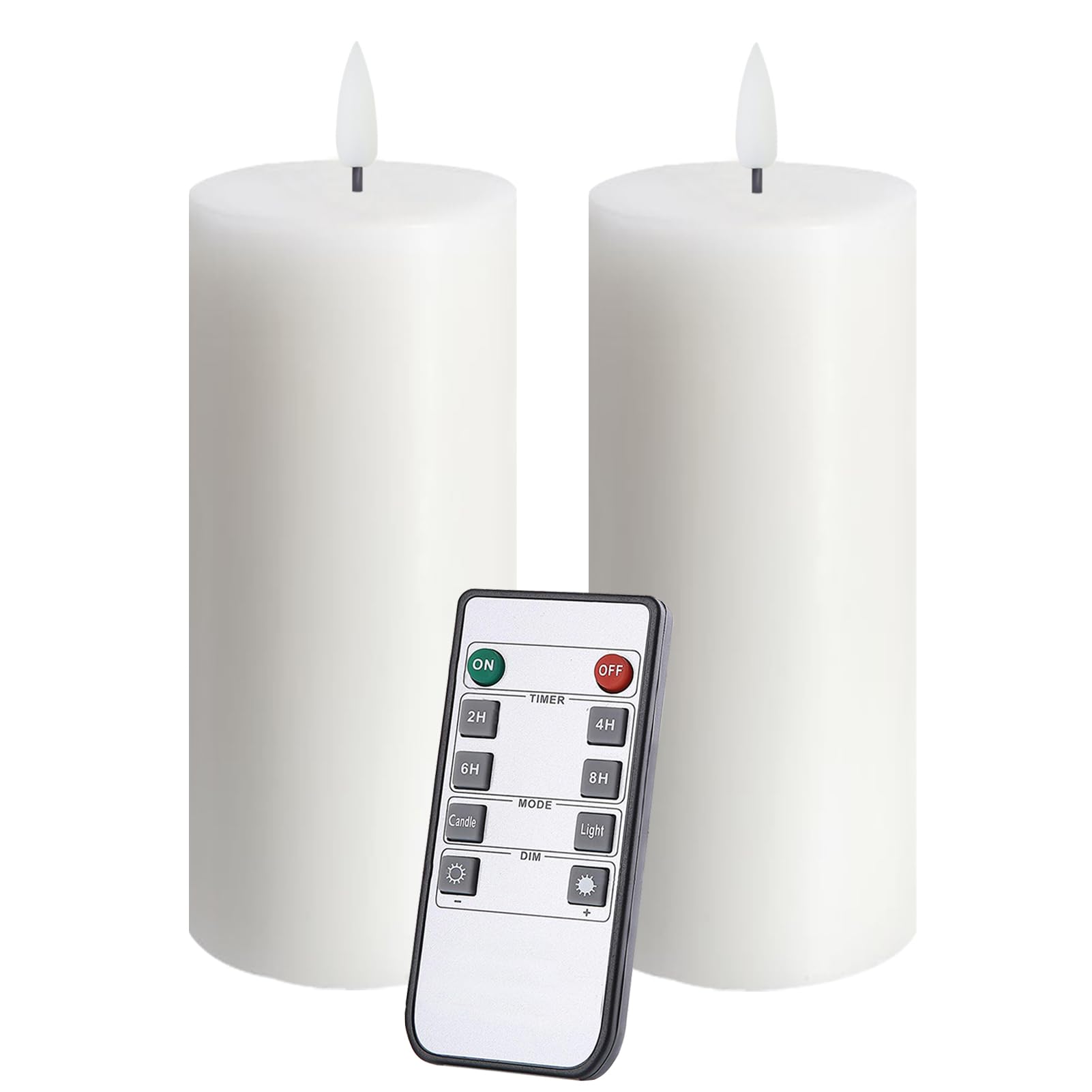 2-Pack White Flameless LED Candles (2.2x5 Inch) - Battery Operated with Remote Control, Realistic Flickering Effect - Perfect for Christmas Decor, Fireplace, Wedding, Party & Home Ambiance Lighting