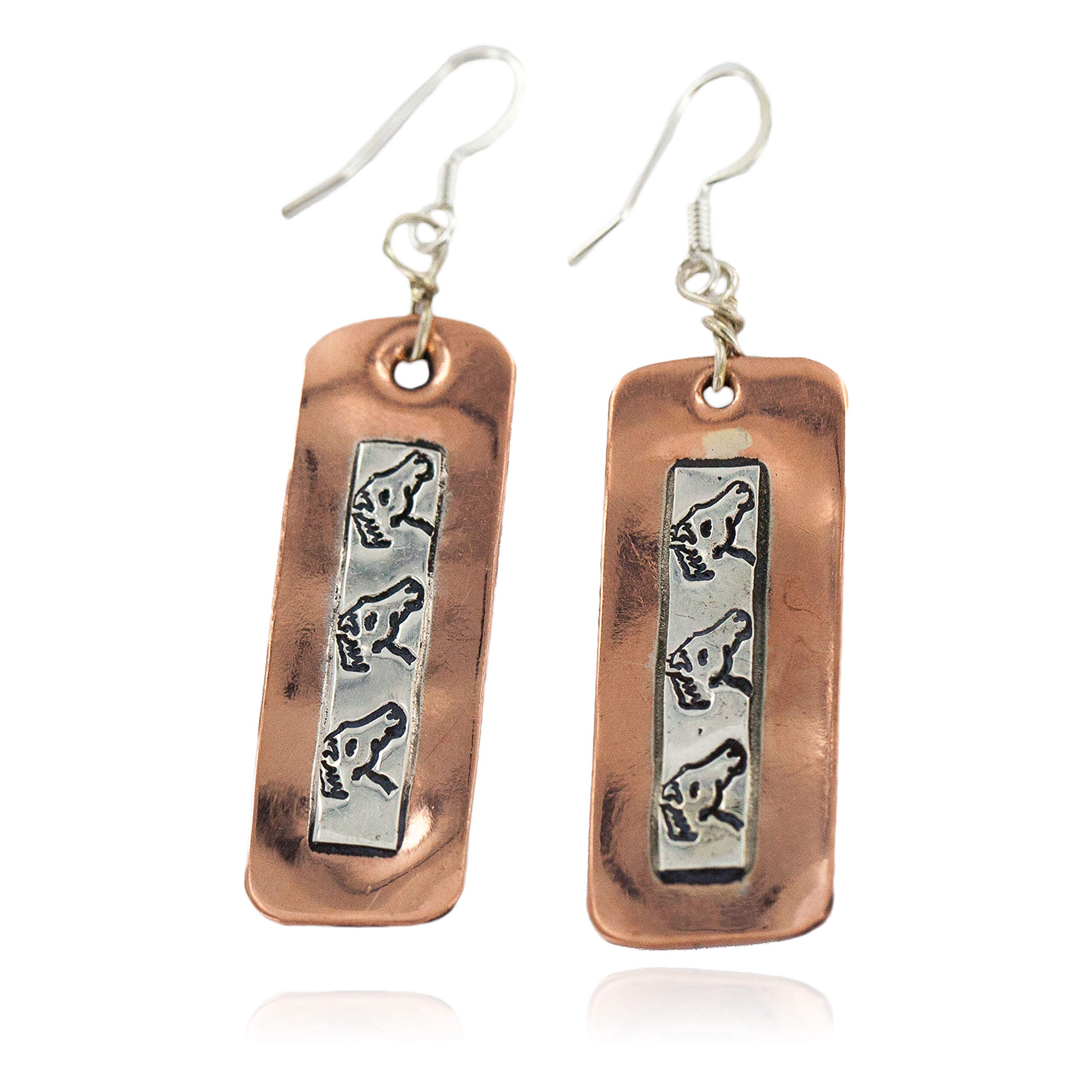 Authentic Navajo Copper Dangle Earrings with Sterling Silver Hooks - Handcrafted Native American Jewelry by Loma Siiva | Perfect for Boho Fashion, Western Wear & Cultural Events