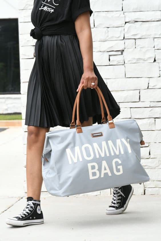 Childhome The Original Mommy Bag - Large Baby Diaper Bag & Hospital Travel Tote for Moms | Grey Pregnancy Must-Have | Perfect for Hospital Visits, Baby Showers & Family Outings